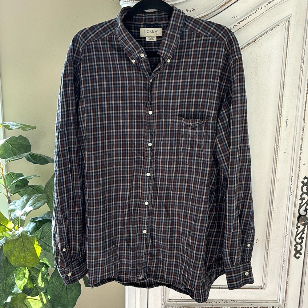 J. Crew Button Down Shirt Adult XL Extra Large Plaid Pocket